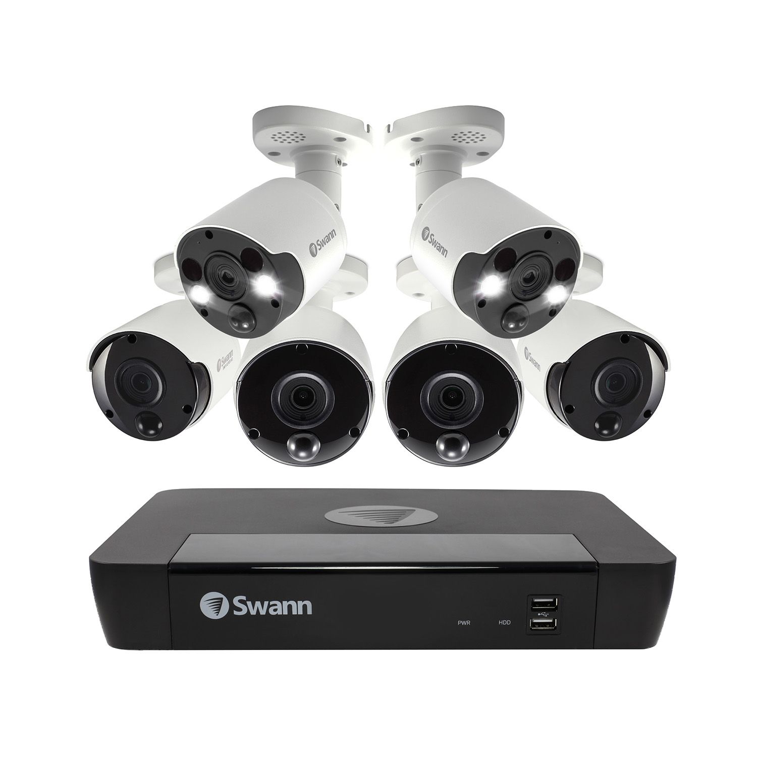 Swann 8-Channel 5MP NVR 6-Camera Surveillance System with 2TB Hard Drive, 2x Spotlight cameras