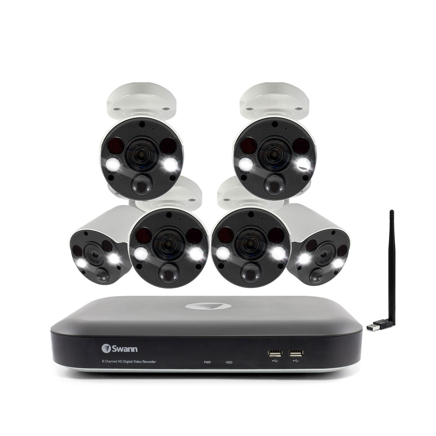 Swann 4K Smart Surveillance System, 2TB DVR, 8-Channel 6-Camera 4K Spotlight