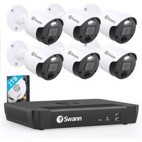 Swann Home Security Camera System with 2TB HDD, 8 Channel 6 Cam, POE Cat5e NVR 4K HD Video