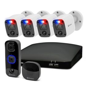 Swann Security Enforcer 4 Channel, 4 Bullet 4K Camera Indoor/Outdoor with Swann Buddy Doorbell and Chime - Black