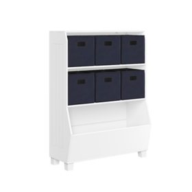 RiverRidge Kids 34" Bookcase with Toy Organizer and 6 Bins, Assorted Colors