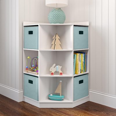 RiverRidge Kids Corner Playroom 6 Cubby Cabinet:- White/Green