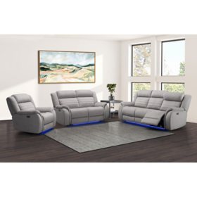 Koda 3 Piece Power Reclining Sofa Set with Heat and Massage