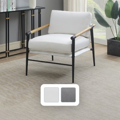 Parker Stain-Resistant Fabric Accent Chair, Ivory
