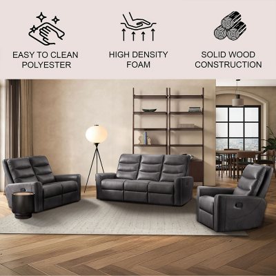 Fabric recliner sofa discount set