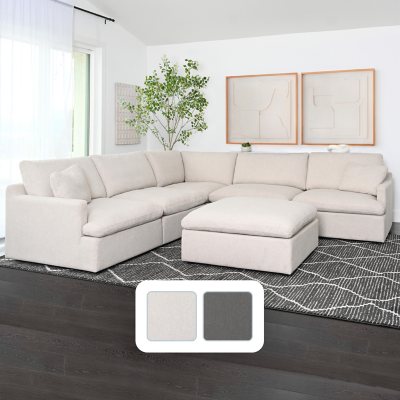 Capri Modular Fabric 6-Piece Sectional Sofa