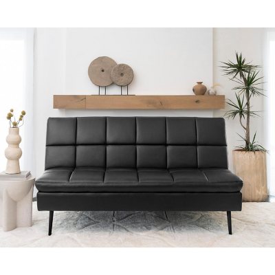 4416K by Global Trade Unlimited - BLACK PVC CLICK-CLACK FUTON SOFA