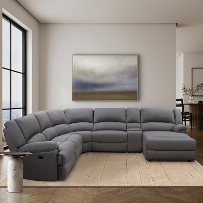 Fletcher 6 Piece Fabric Reclining Sectional Grey Sam s Club