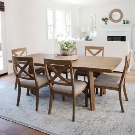 details by Becki Owens Ren 7-Piece Expandable Dining Set, Distressed Natural Wood Finish