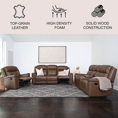 3 piece reclining leather sofa online set