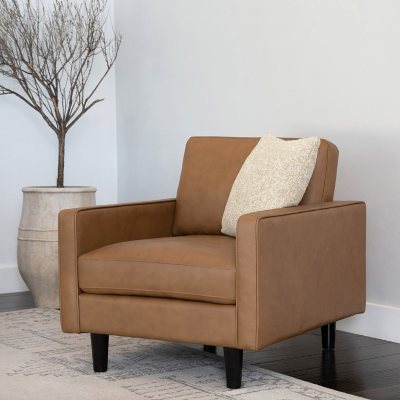 Faux leather discount accent chair camel