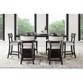 Anderson 7-Piece Counter Height Dining Set, Black with Cream Chairs