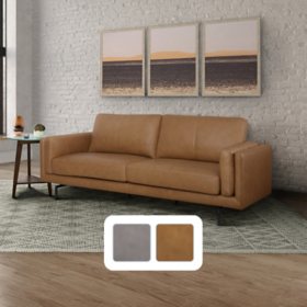 Landon Top-Grain Leather Sofa, Assorted Colors 