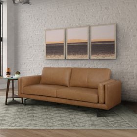 Landon Top-Grain Leather Sofa, Camel