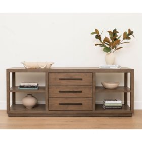 Marlow 74" Solid Wood Media TV Console, Natural