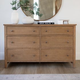 details by Becki Owens 6-Drawer Ren Dresser, Distressed Natural Wood Finish