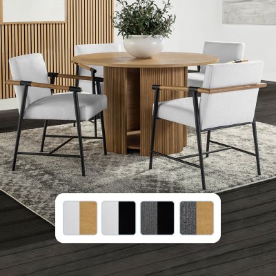 Parker 5-Piece Dining Set, Assorted Colors - Blonde w/ White Chairs:- Blonde w/ White Chairs