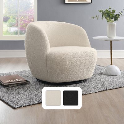 Blair Boucle Swivel Chair:- Ivory