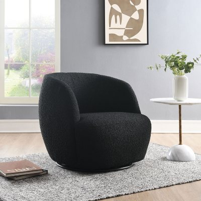 Blair Boucle Swivel Chair:- Black