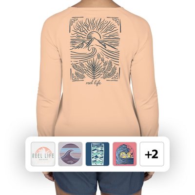 Reel Life 3 Lines Tarpon UV Long Sleeve T-Shirt - Medium - Blooming Dahlia  