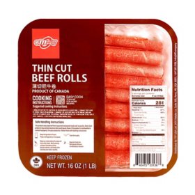 Master Wang Thin Cut Beef Rolls, Frozen, 1 lb.