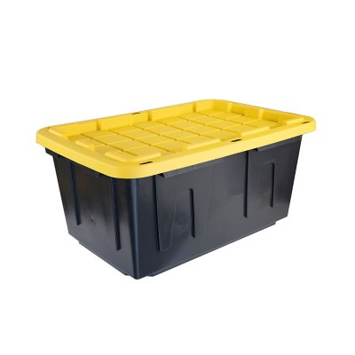 Sterilite 50 Gallon Plastic Stacker Tote, Heavy Duty Lidded Storage Bin  Container for Stackable Garage and Basement Organization, Black, 9-Pack