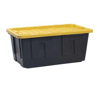 55 Gal. Tough Storage Tote in Black with Yellow Lid