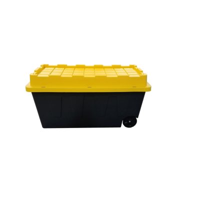 Centrex 64GTBXTCBY Tough Box Black 64 Gal Tote / Wheels and Yellow Lid