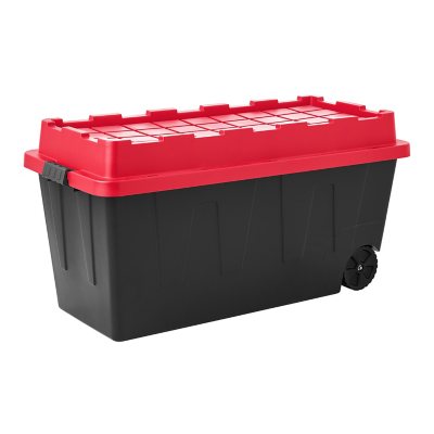 Black Storage Tote 27 Gallon W Snap On Lid Stackable Polypropylene Heavy  Duty