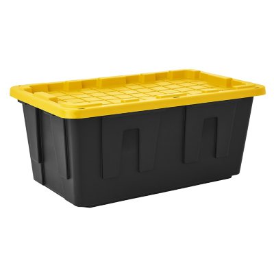 10 Gal. Plastic Durable Storage Bin with Lid in Black (6-Pack)