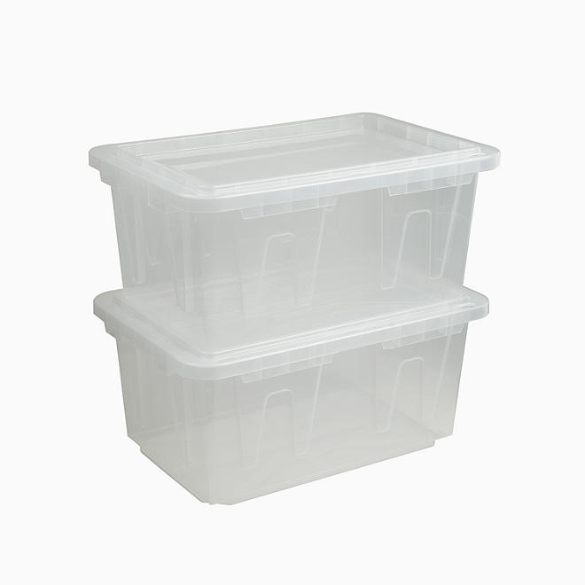 Member's Mark 60-Quart Clear Storage Tote, Clear Base/Clear Lid 2 Pack