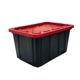 Tough Box 27 Gallon Tall Tote, Black and Red