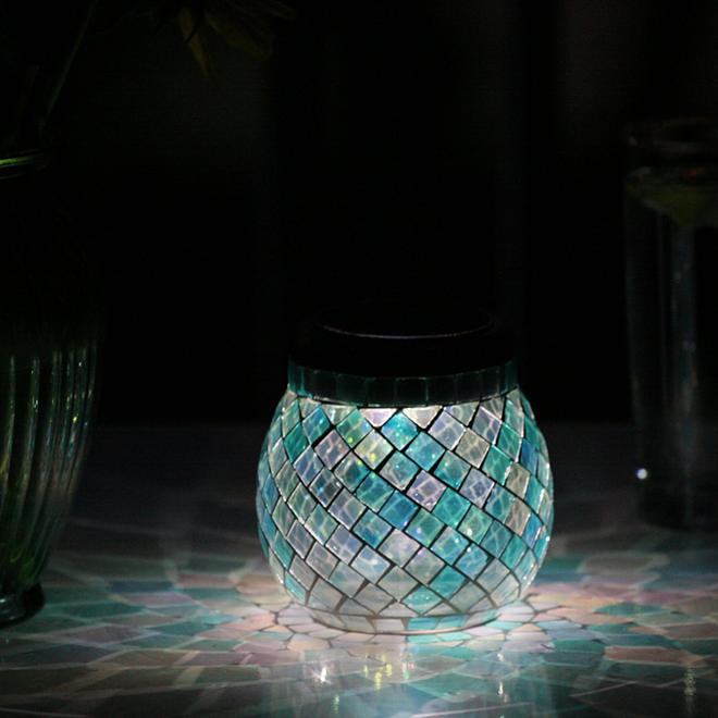 Mosaic Solar Glass Lantern - Azure