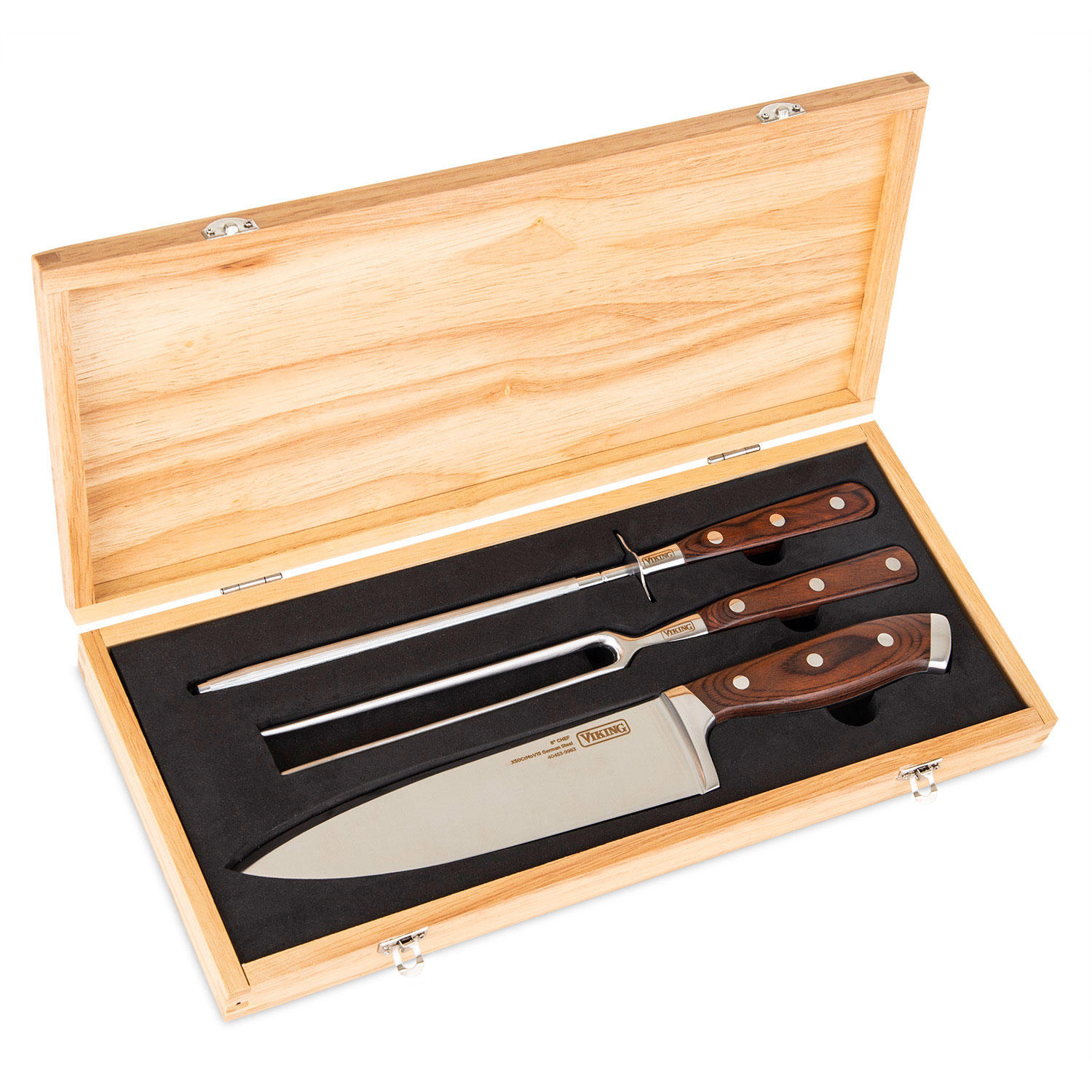 Viking 3-Piece Carving Set in Wooden Storage Box