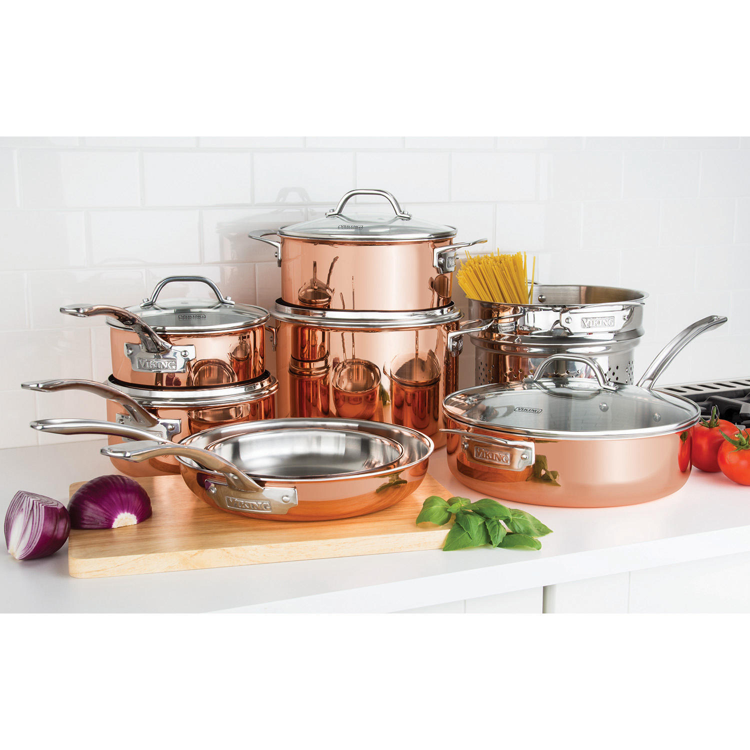 13-Piece Viking Tri-Ply Copper Cookware Set
