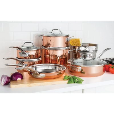 8 Pc Cookware Set 2 Layer Ceramic Non Stick Coating Copper Finish Induction