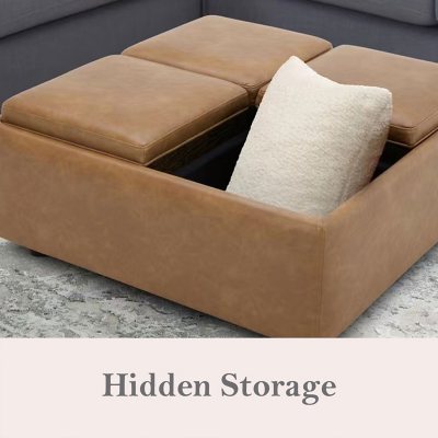 Top grain deals leather storage ottomans