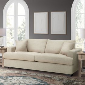 Cole & Rye Kye Polyester Sofa With Two Accent Pillows, Mink
