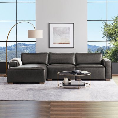 Member's Mark Modern Jameson Leather Sofa Chaise, Dark Gray - Sam's Club