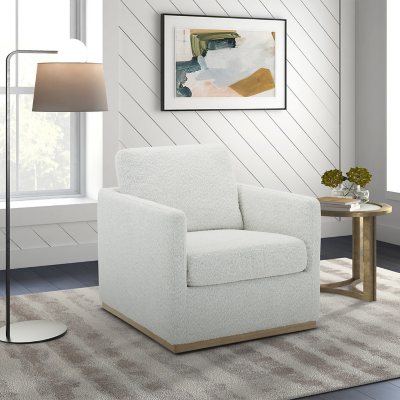 Cole Rye Boucle Fabric Swivel Chair