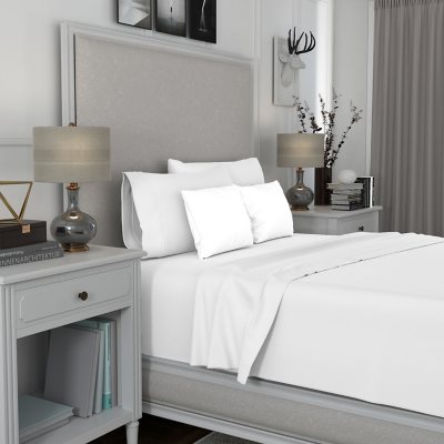 600 Thread Count 100% Cotton Sateen King Size Flat Sheet in Platinum Grey 