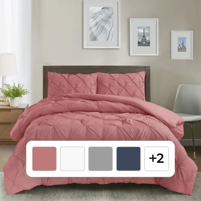 Swift Home Pintuck Comforter and Sham Set- King Coral