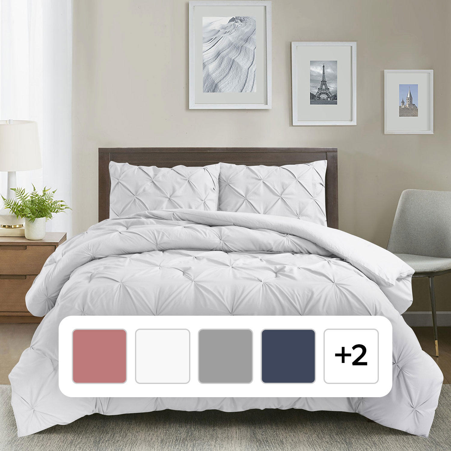 Swift Home Pintuck Comforter and Sham Set- Twin White