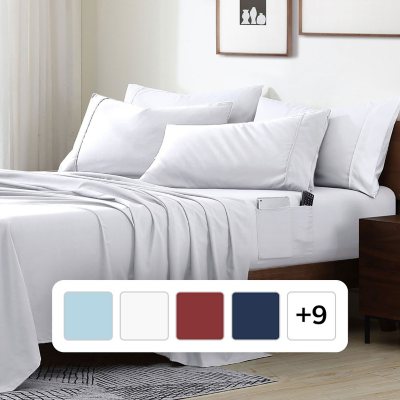 Photos - Bed Linen Swift Home Smart Sheet Set With 8' Side Storage Pockets- Twin White 916003