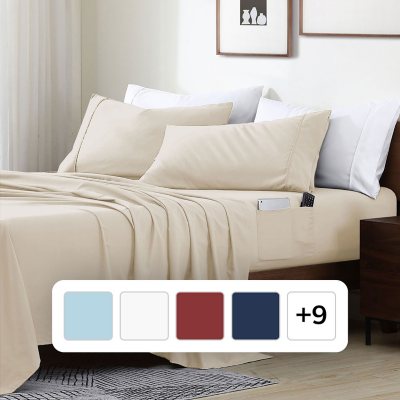 Photos - Bed Linen Swift Home Smart Sheet Set With 8' Side Storage Pockets- Full Cream 916003