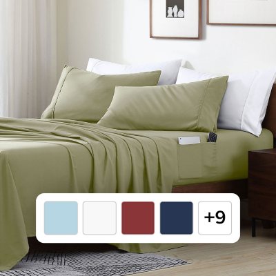 Photos - Pillowcase Swift Home Smart Sheet Set With 8' Side Storage Pockets- Twin XL Sage 9160