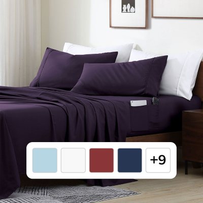 Photos - Bed Linen Swift Home Smart Sheet Set With 8' Side Storage Pockets- Twin Eggplant 916