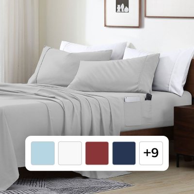 Photos - Bed Linen Swift Home Smart Sheet Set With 8' Side Storage Pockets- King Silver 91600