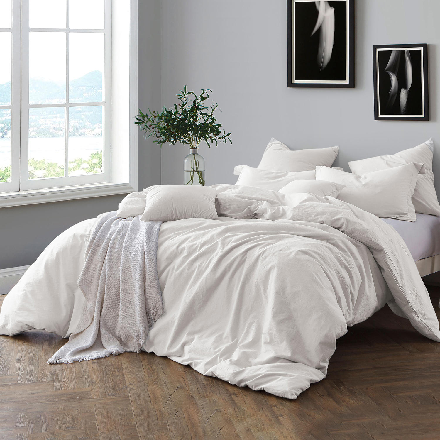 Swift Home Pre-Washed Cotton Chambray Duvet Cover and Sham Bedding Set