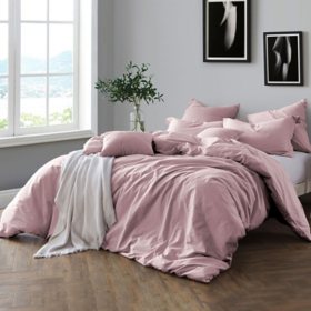 Swift Home Pre Washed Cotton Chambray Duvet Cover And Sham Bedding